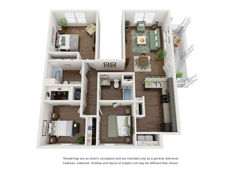 Floor plan for 3 beds, 2 baths, 1511 sqft